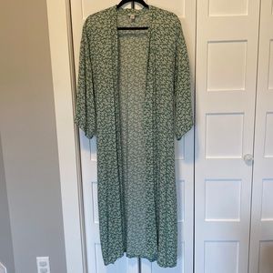Green & White Floral Kimono